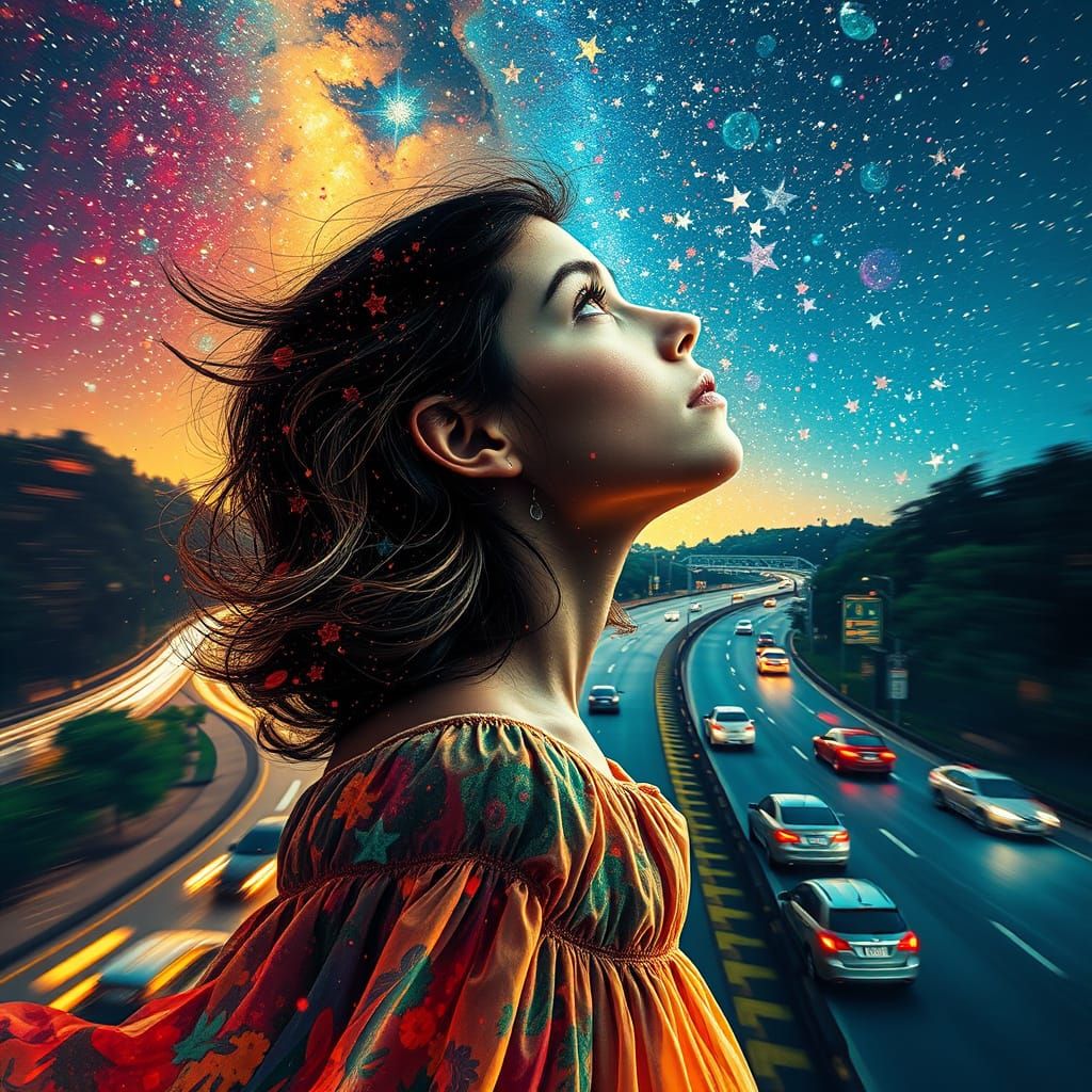 Urban Dreamer Transcends Reality in Cosmic Landscape