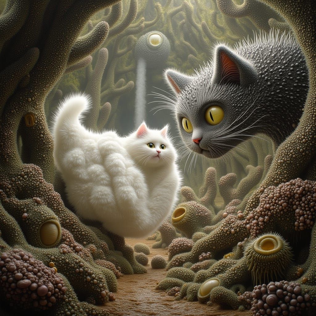 White Cat in Black Forest