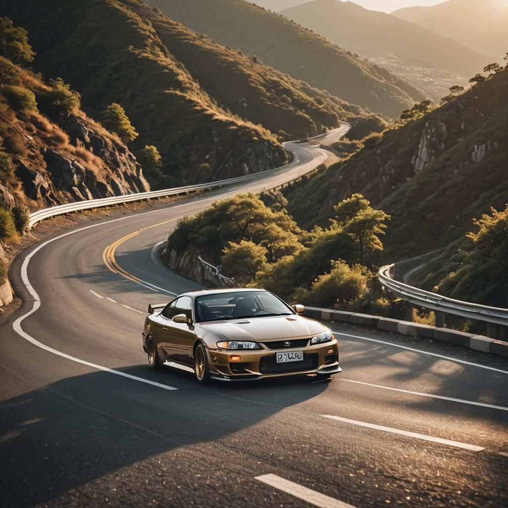 Nissan Silvia S15 on Mountain Road in Automotive Photo