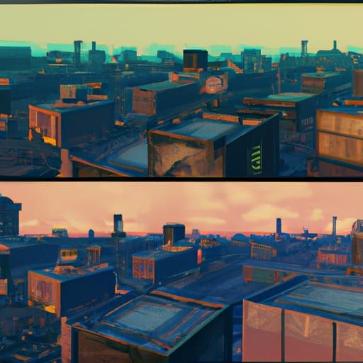 Post-Apocalyptic 1950s Scene in Matte Painting Style