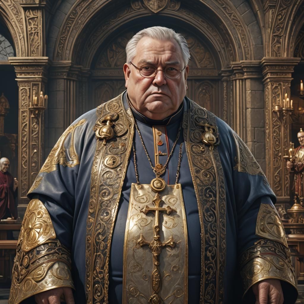 Hyperrealistic Image of a Mature Catholic Priest