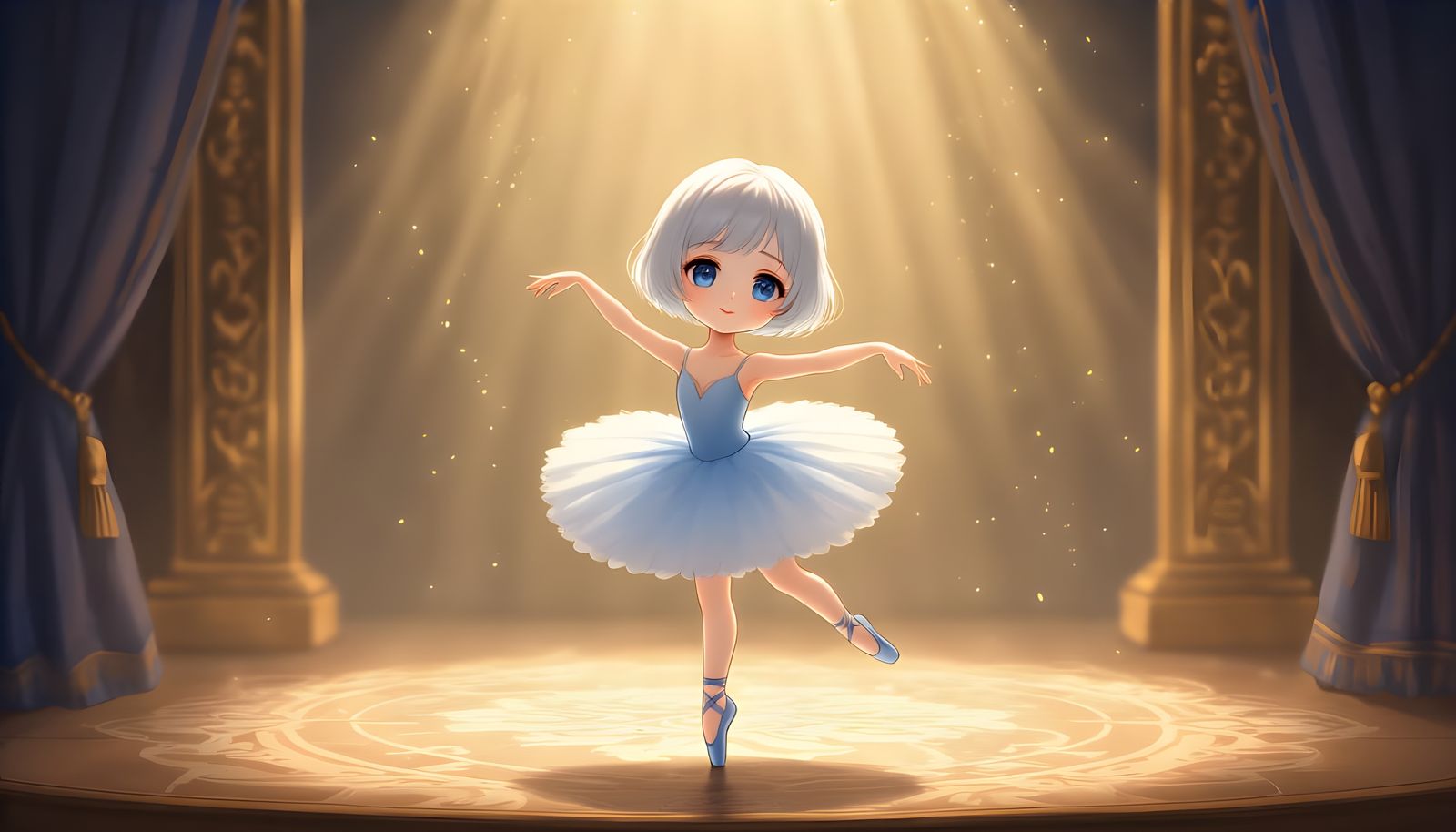 Miniature Ballerina Dances in Golden Light, Impressionistic ...