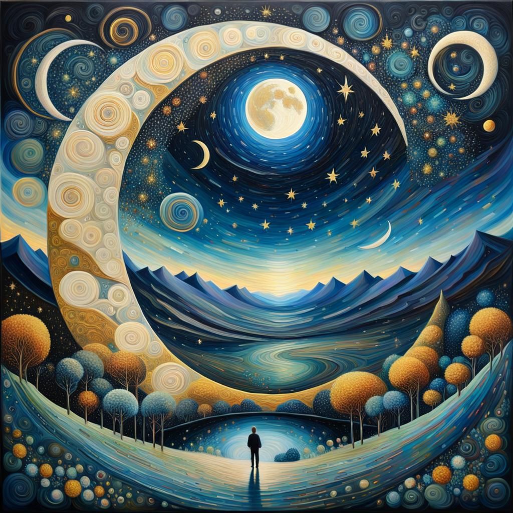 Dreamlike Neo-Impressionist World with Shared Humanity