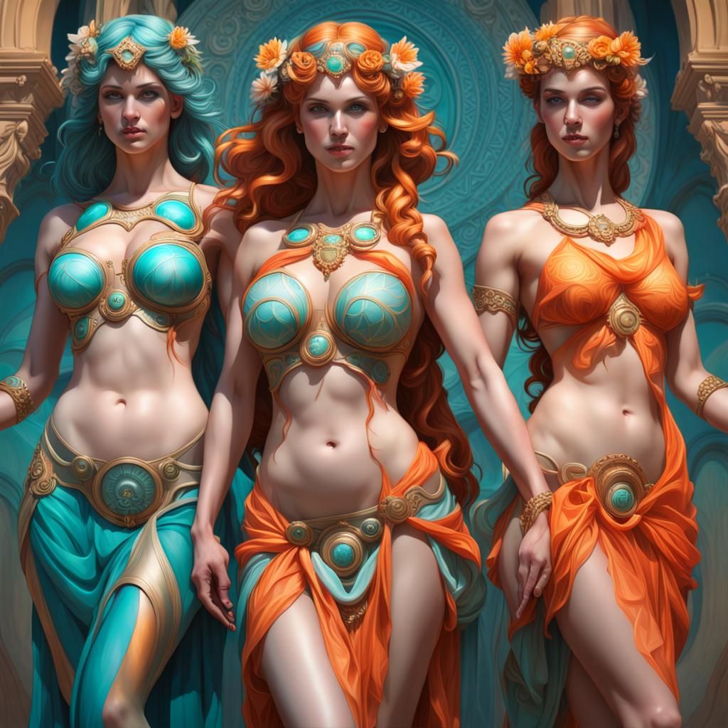 Aphrodite, Hera, Athena in Fractal Bodypaint