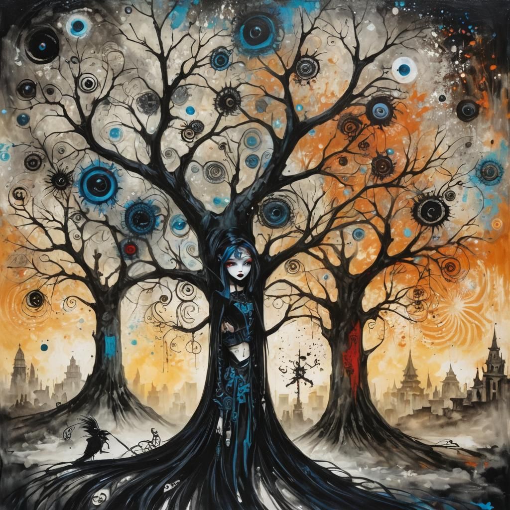 Cyber Goth Portrait of a Beautiful Chinese Woman