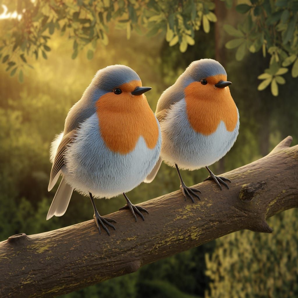 Proud and Humble Robins in Golden Light