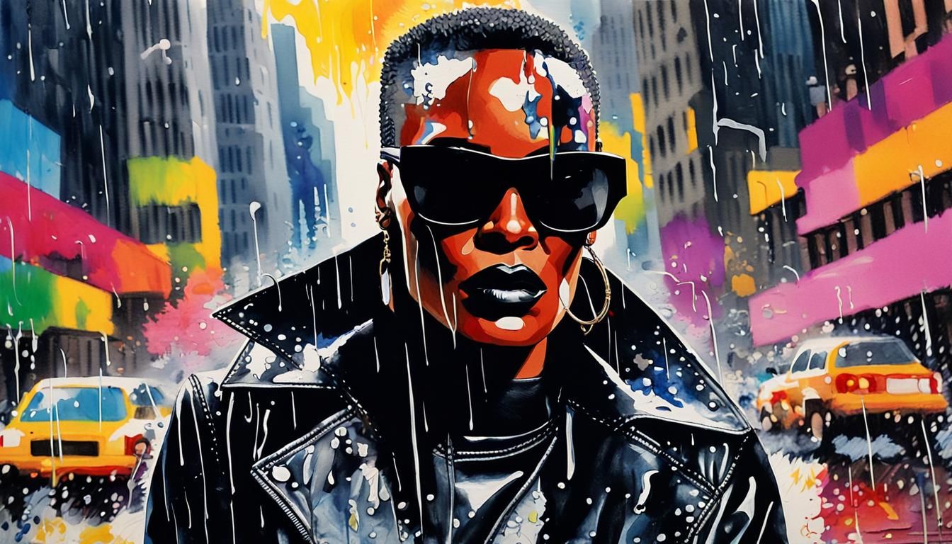 Grace Jones in Pop Art Watercolor Style