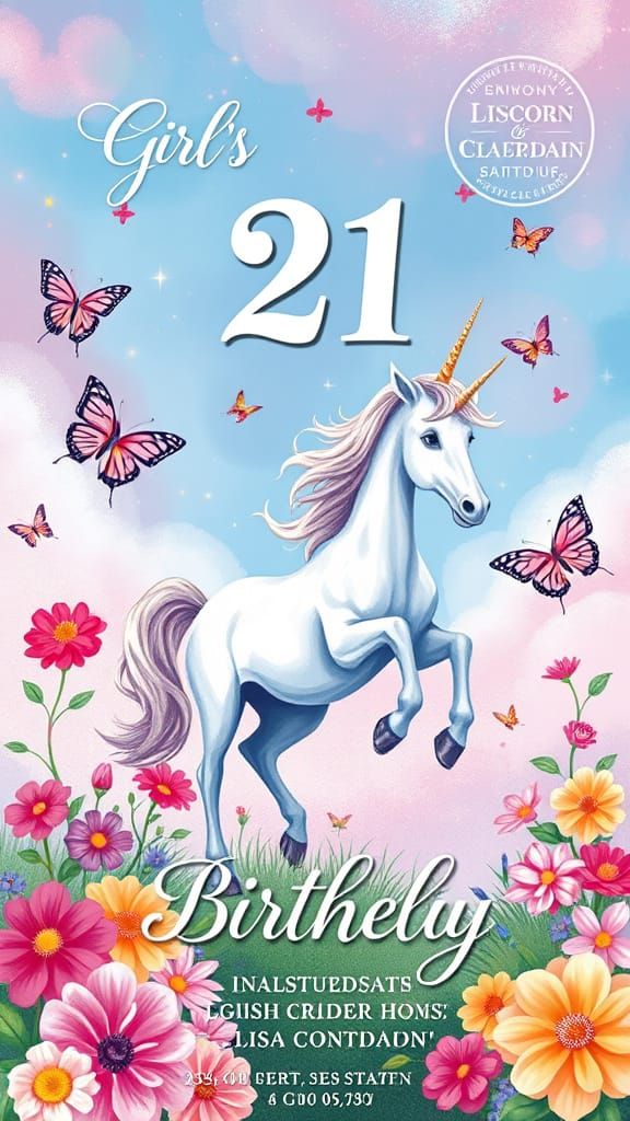 Magical Unicorn Birthday Invitation with Rainbow Sparkles