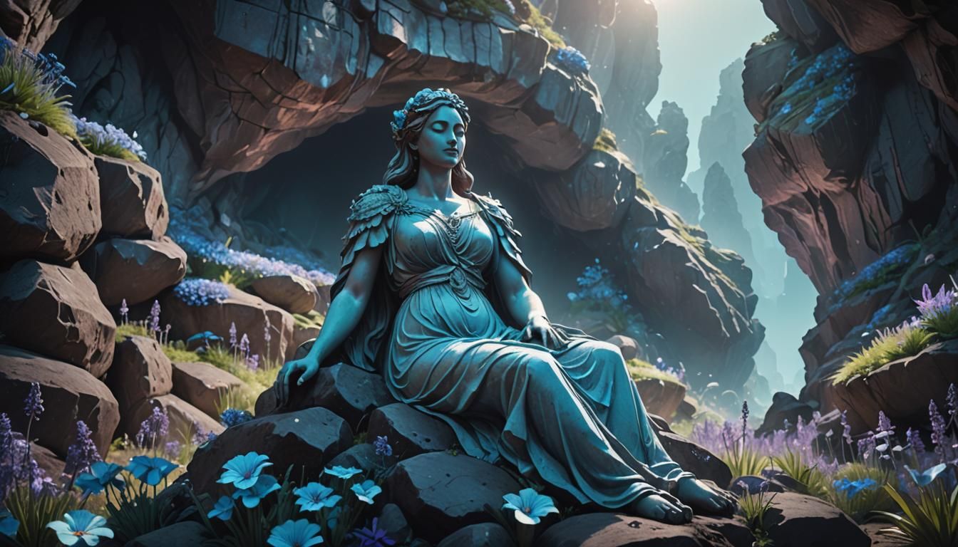 Sleeping Maiden Statue in Underground Cavern