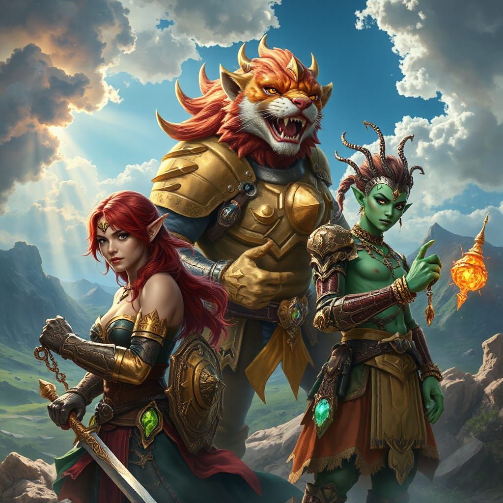 Fantasy Warriors in Golden Light