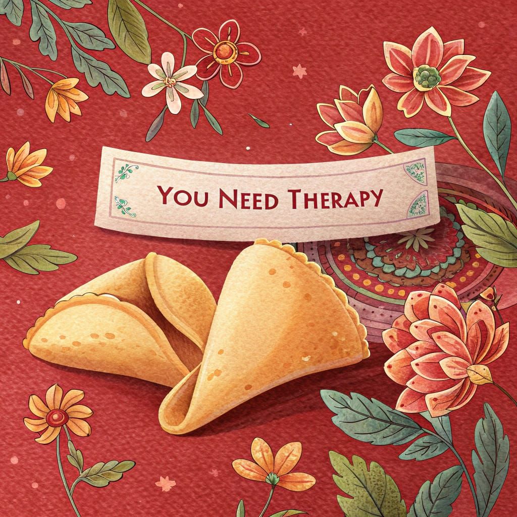 Vintage Watercolor Fortune Cookie Message