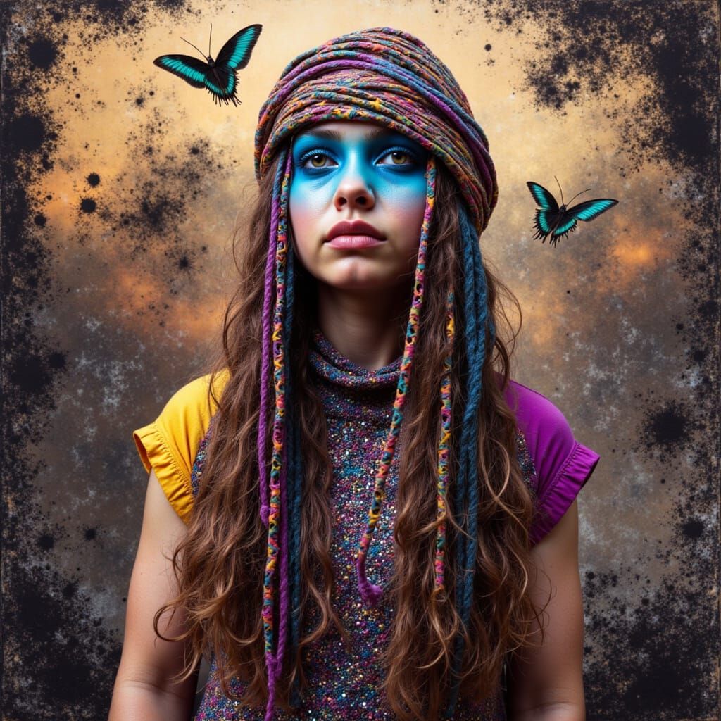 Vibrant Metallic Eye Sheds Tear in Grunge Fractal Style