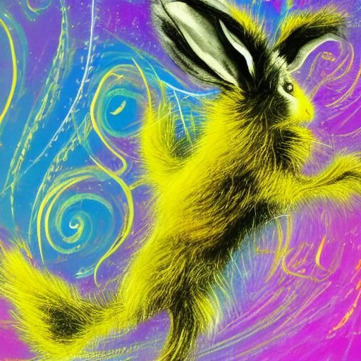 Expressionist Rabbit Dance on Starry Carpet