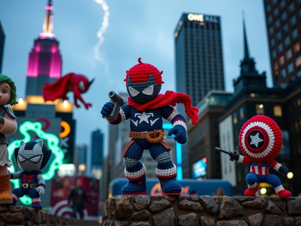 crochet yarn avengers battle NewYork