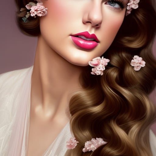 Elegant Watercolor Portrait of Woman in Wedding Dress