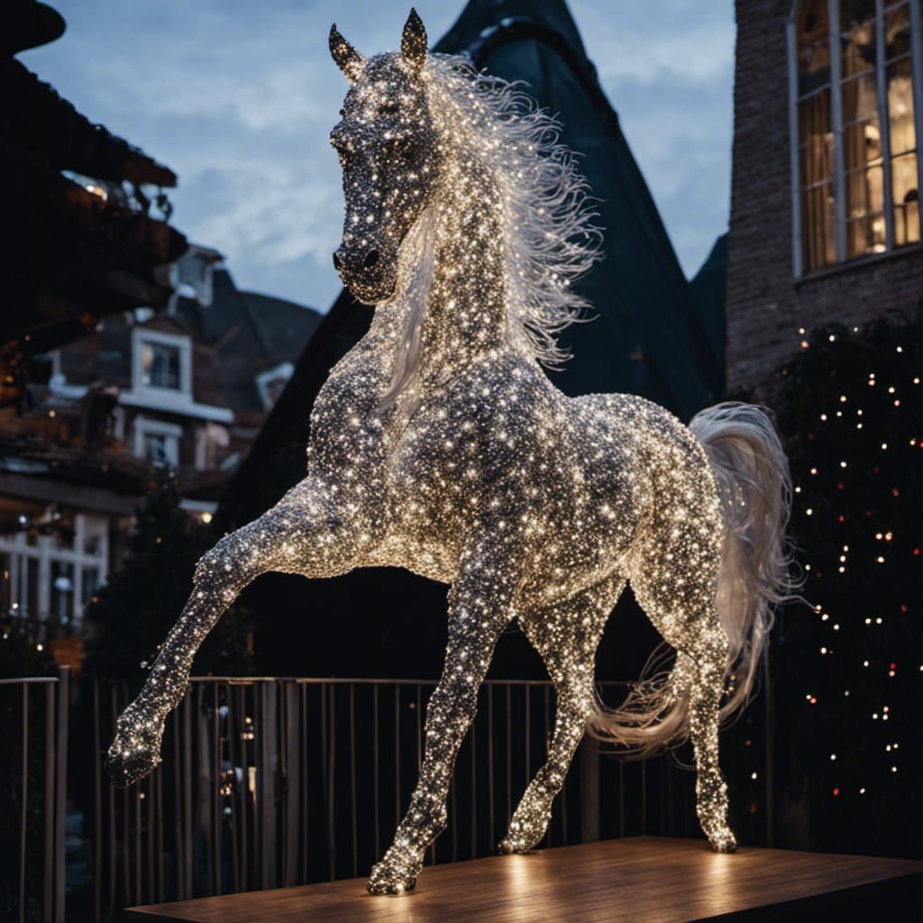 Sparkling Fairy Light Horse Sculpture