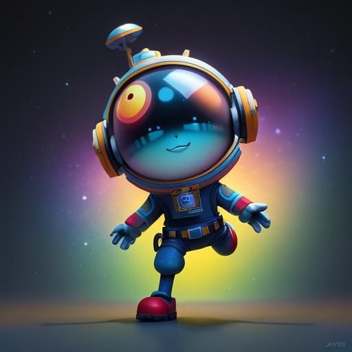 Cute Astronaut Toy in Pixar-Style 3D Digital Art