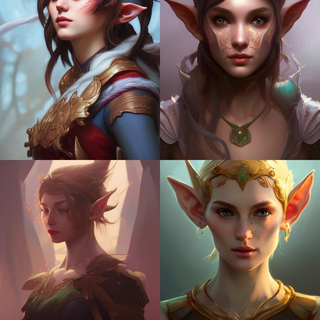 Fantasy Elf Portrait in Hyperdetailed Digital Art Style