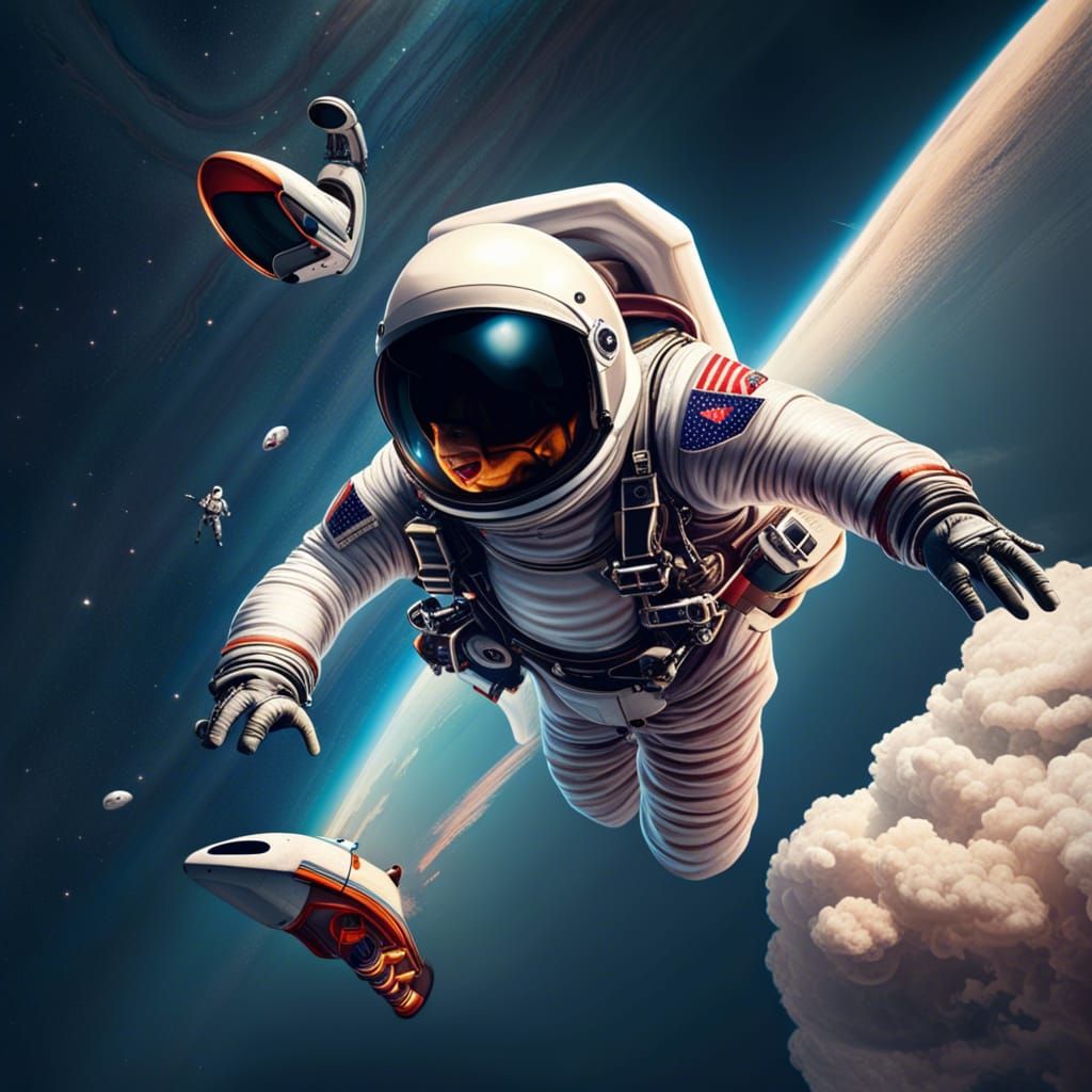 Astronaut Skydiving from Space Rocket