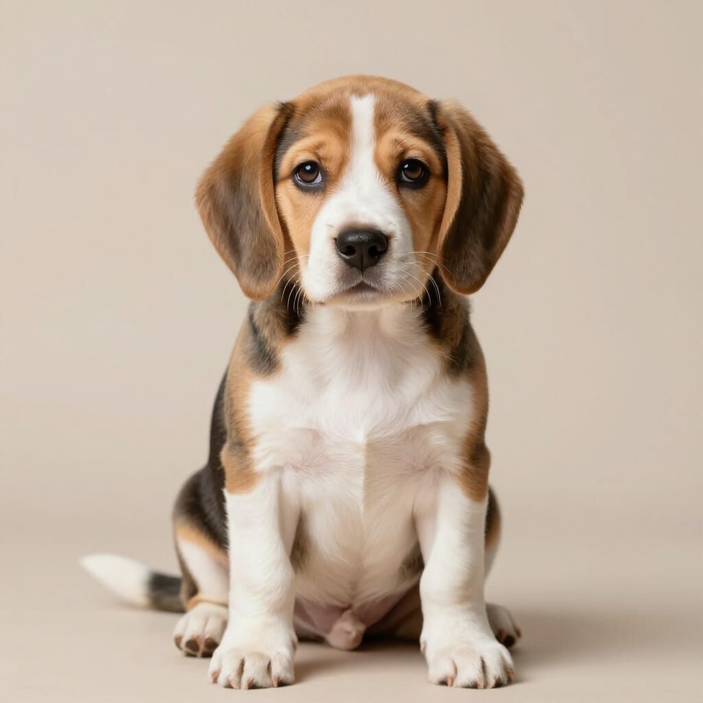 Hyperrealistic Beagle Puppy Studio Portrait