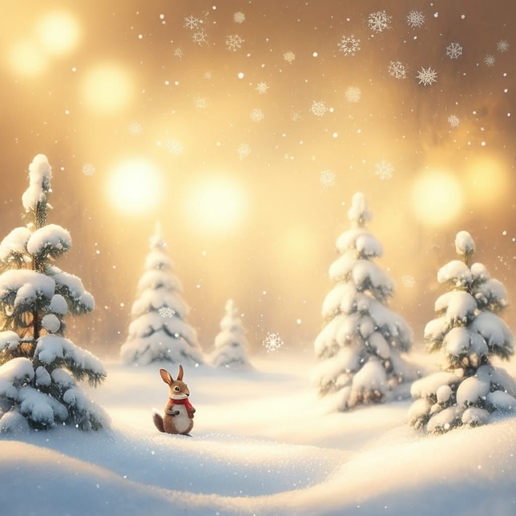 Whimsical Winter Wonderland Scene in Dreamy Pastel Colors