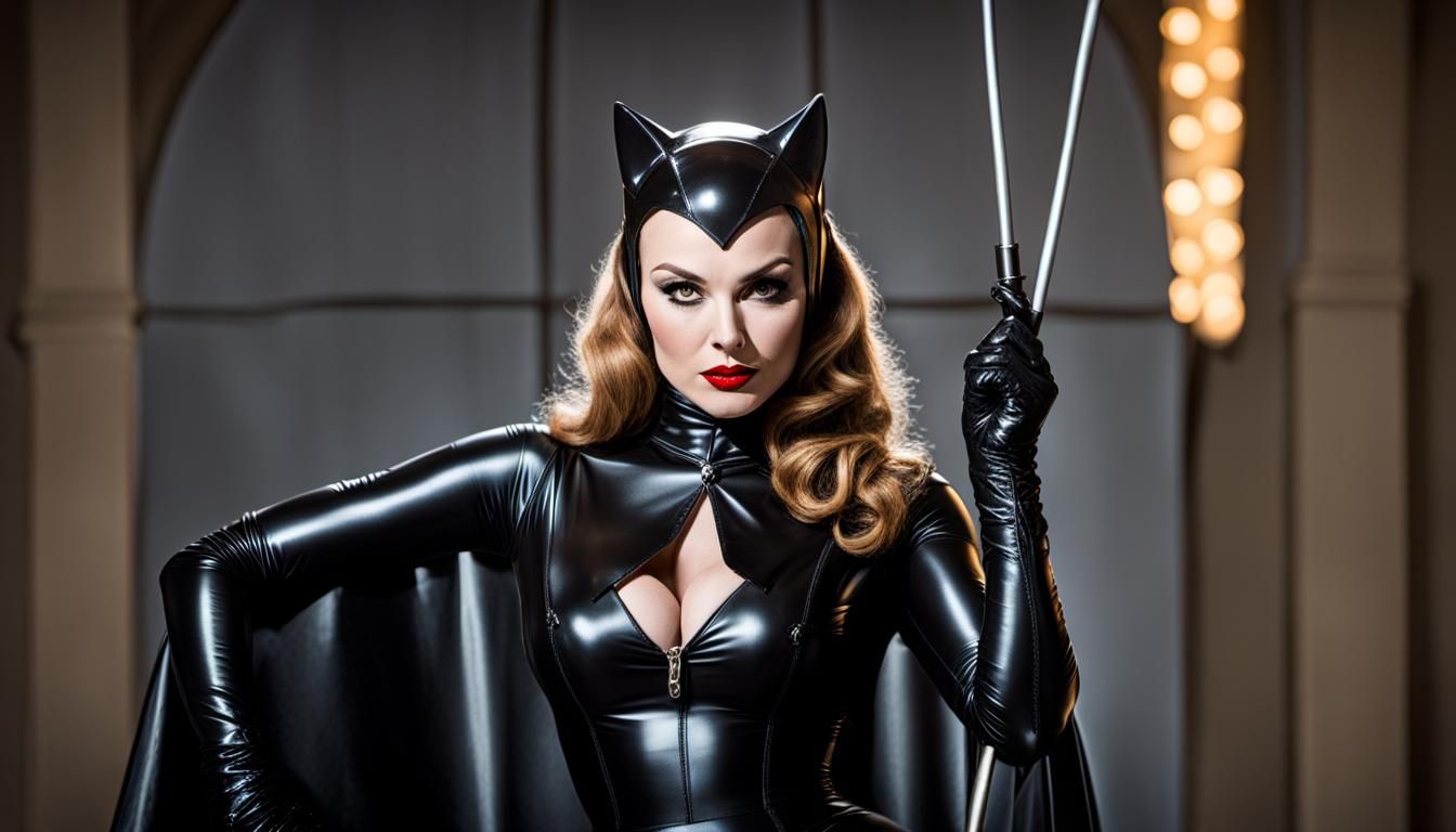 Julie Newmar as Catwoman on Throne