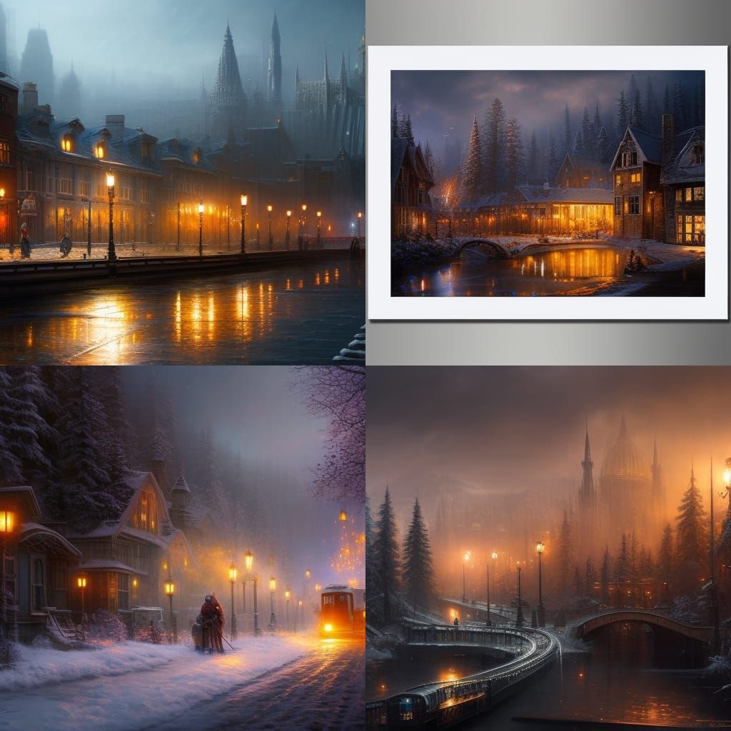 Snow City Train in Hyperrealistic Digital Art