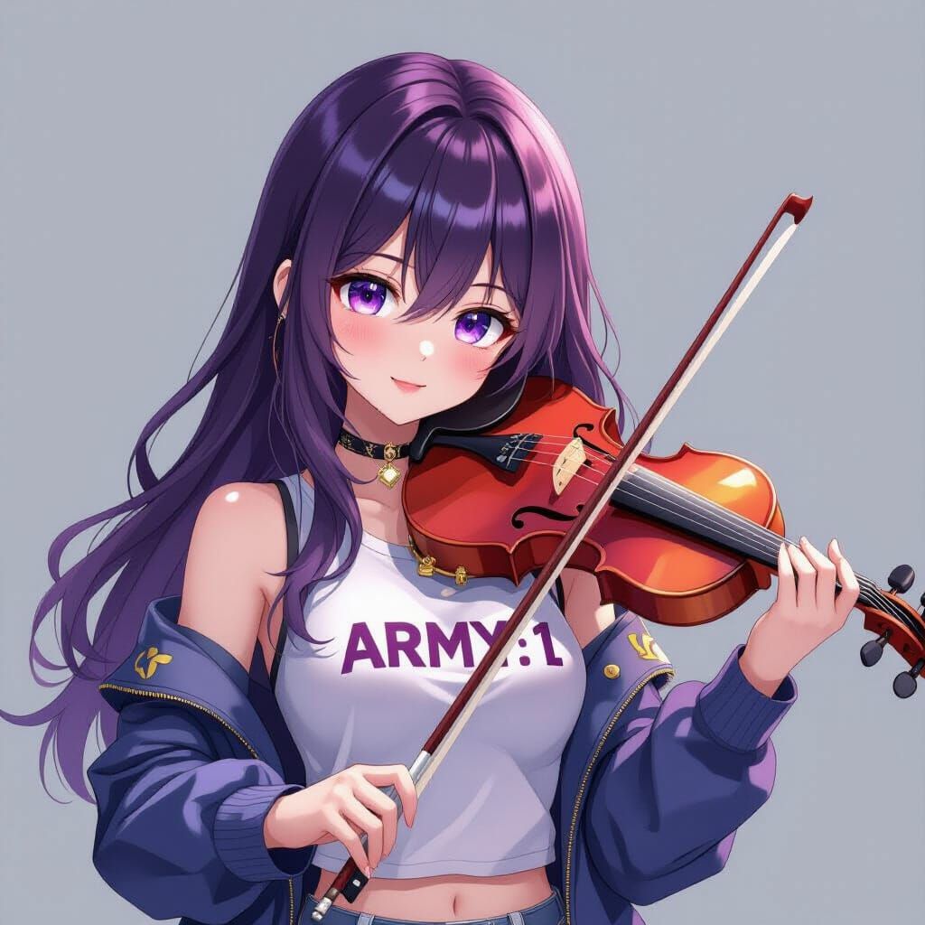 Cute Anime Girl with ARMY Shirt