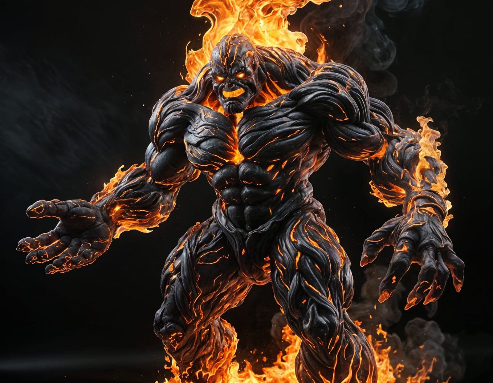 Epic Fire Golem Posing Gracefully in Fantasycore Art
