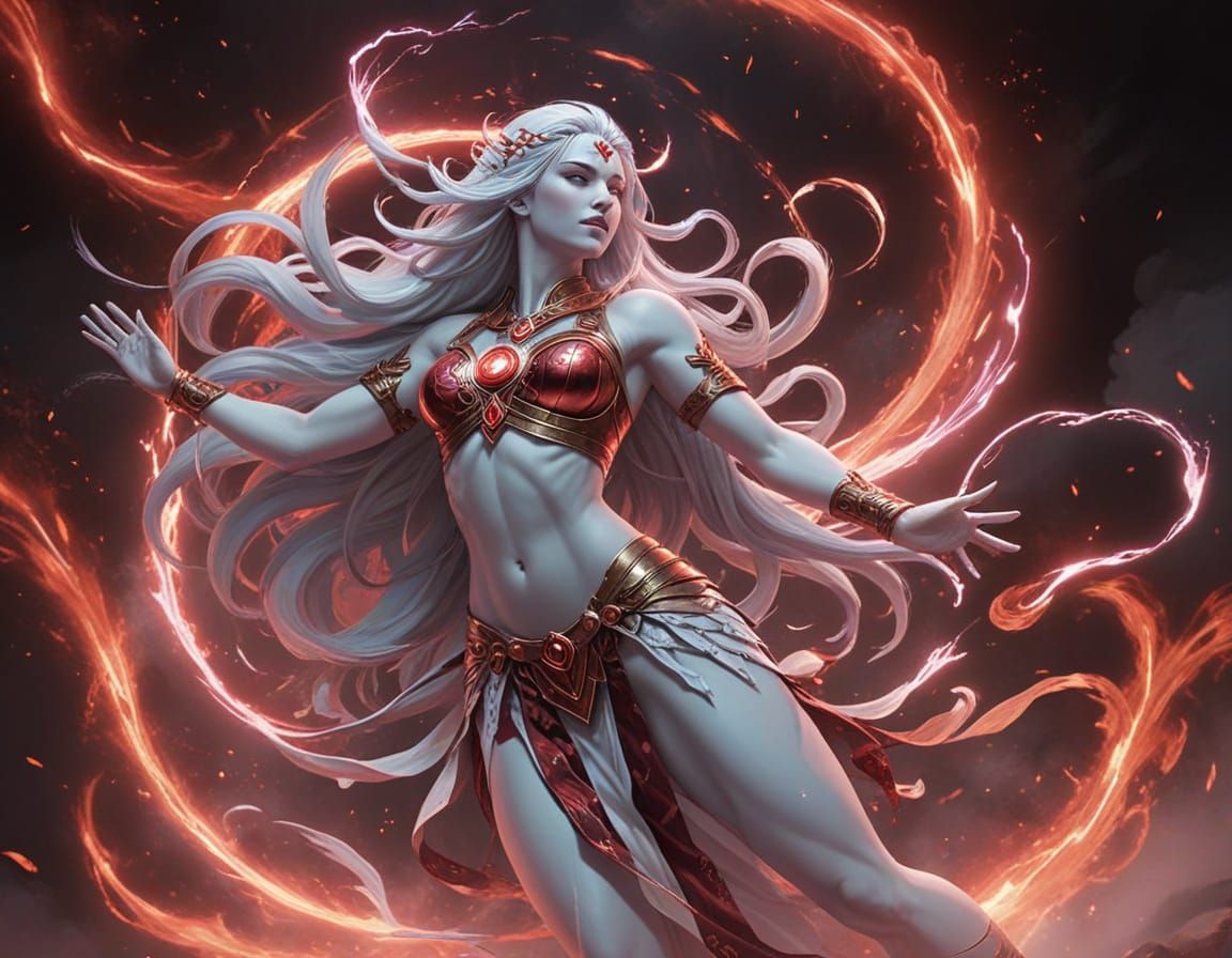 Majestic Valikria Beside a Divine Figure