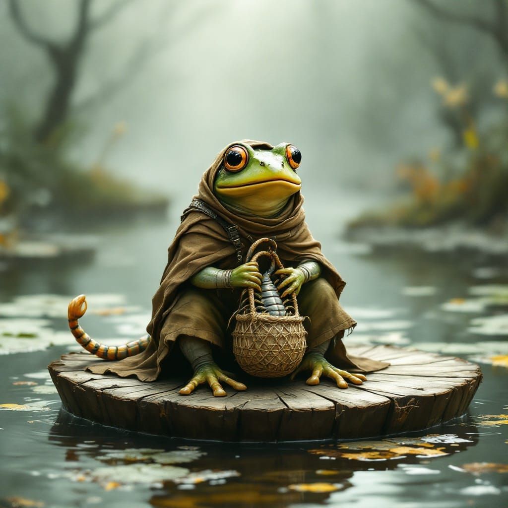 Frog Carries Scorpion Across Serene River in a Symbolic Enco...