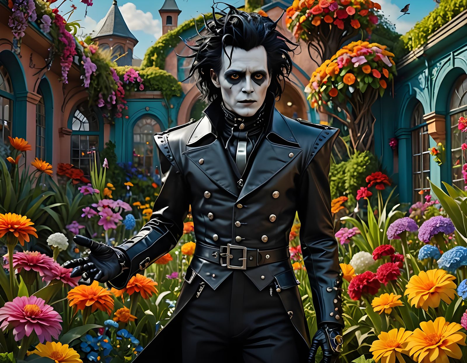 Art Deco Edward Scissorhands in Exotic Garden
