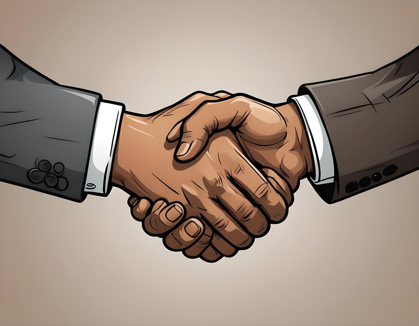 Cartoon Handshake in Hand-Drawn Style