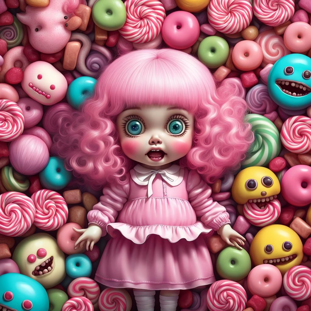 Creepy Cute Doll in Studio Ghibli Candy Style