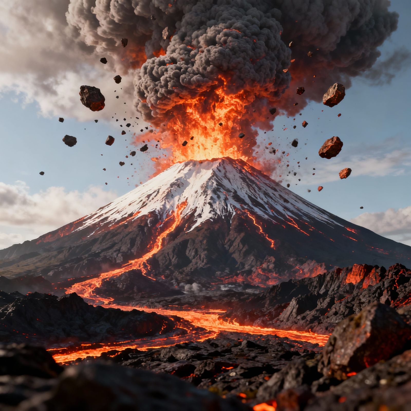 Mount Fuji Erupts in Epic 3D Game Cinematic Style