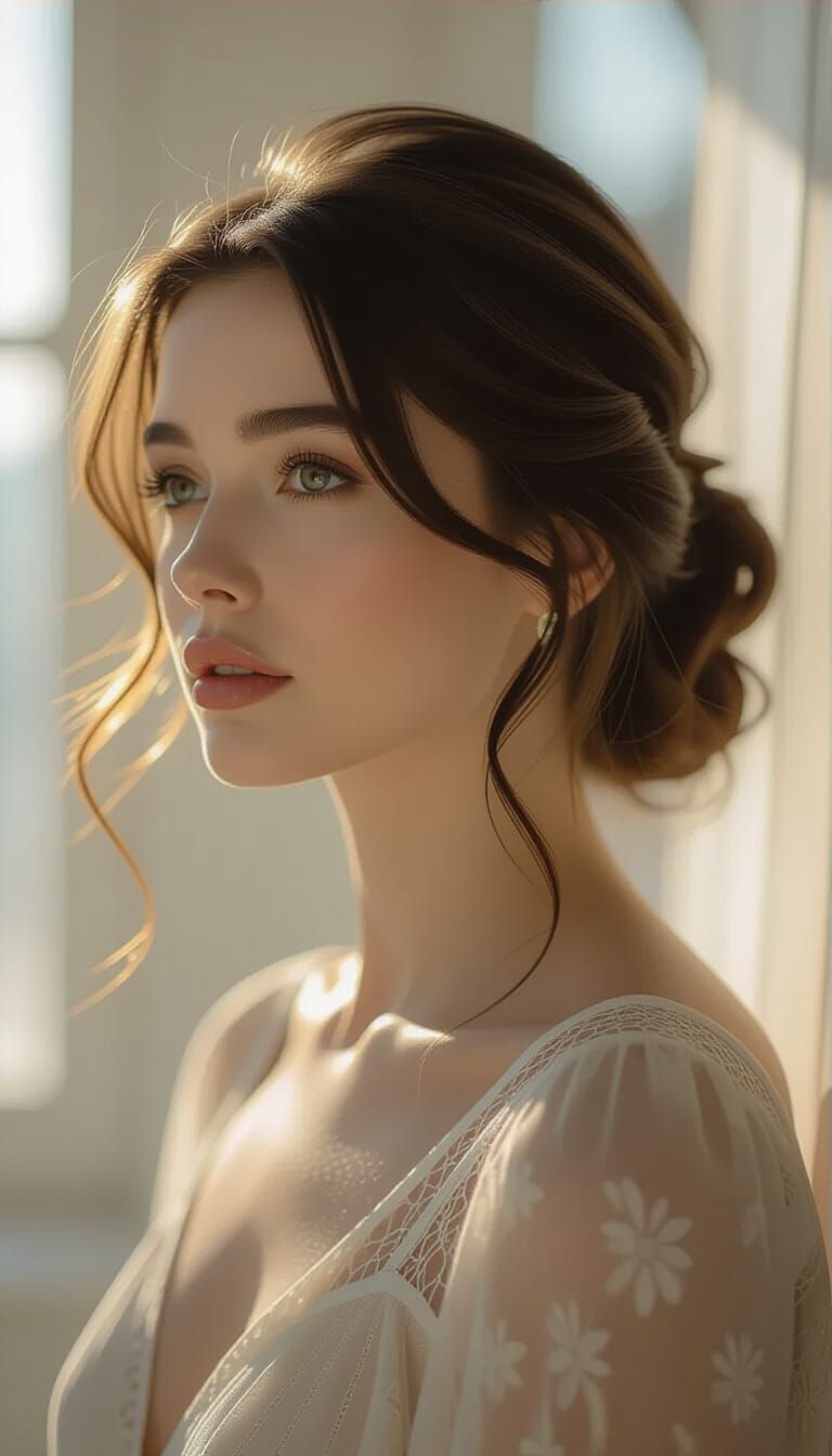 Woman in Soft Cinematic Light, Emotional Atmosphere