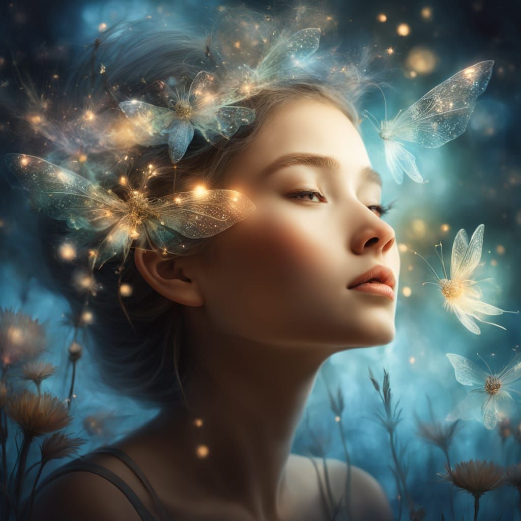 Whimsical Fairies Dance in a Surreal Dandelion Dreamscape