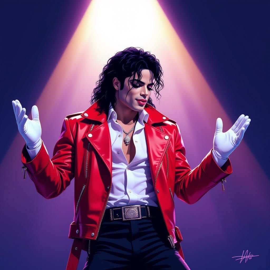 Michael Jackson Performs in Neon-Lit Digital Art Style