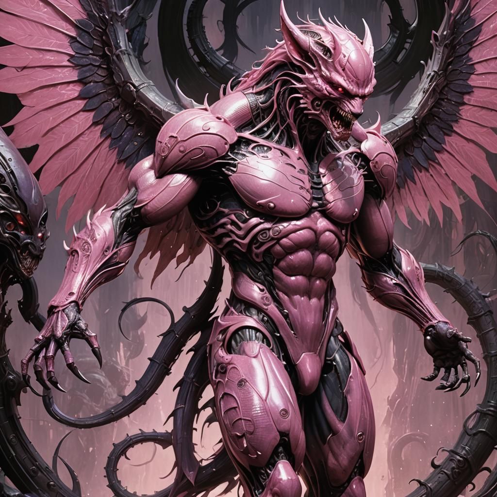 Celestial Werewolf Dragon Hybrid with Iridescent Wings