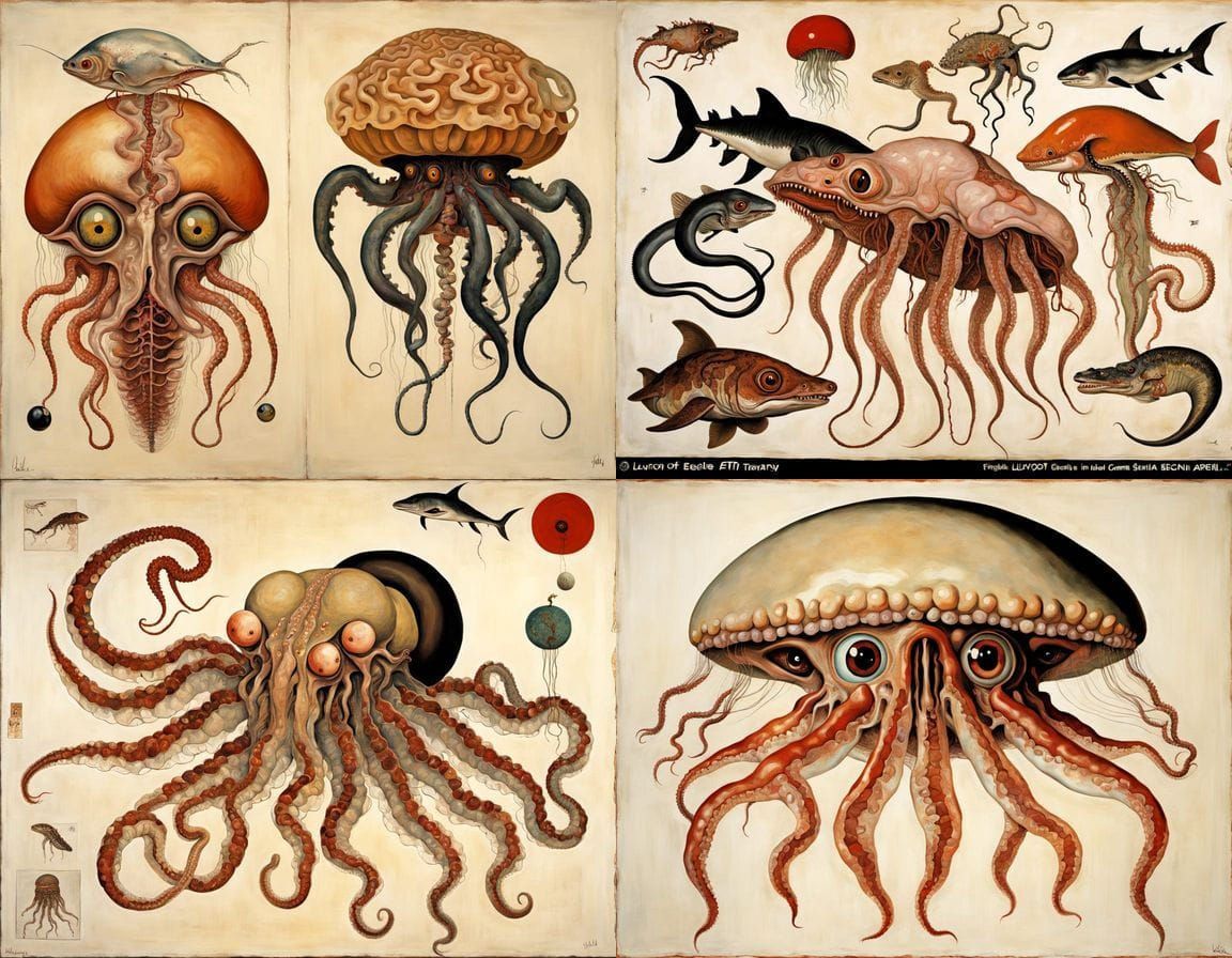 Mythical Hybrid Creature in Surrealist Oil Painting