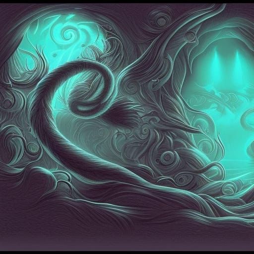 Smiling Cat Head with Portal, 3D Comic Art