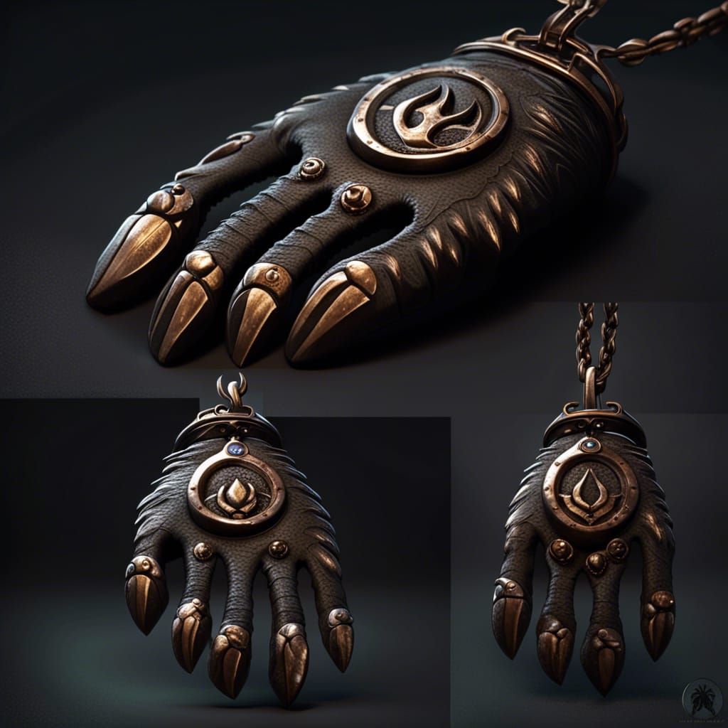Iron Bear Paw Amulet: Dark Fantasy Concept Art