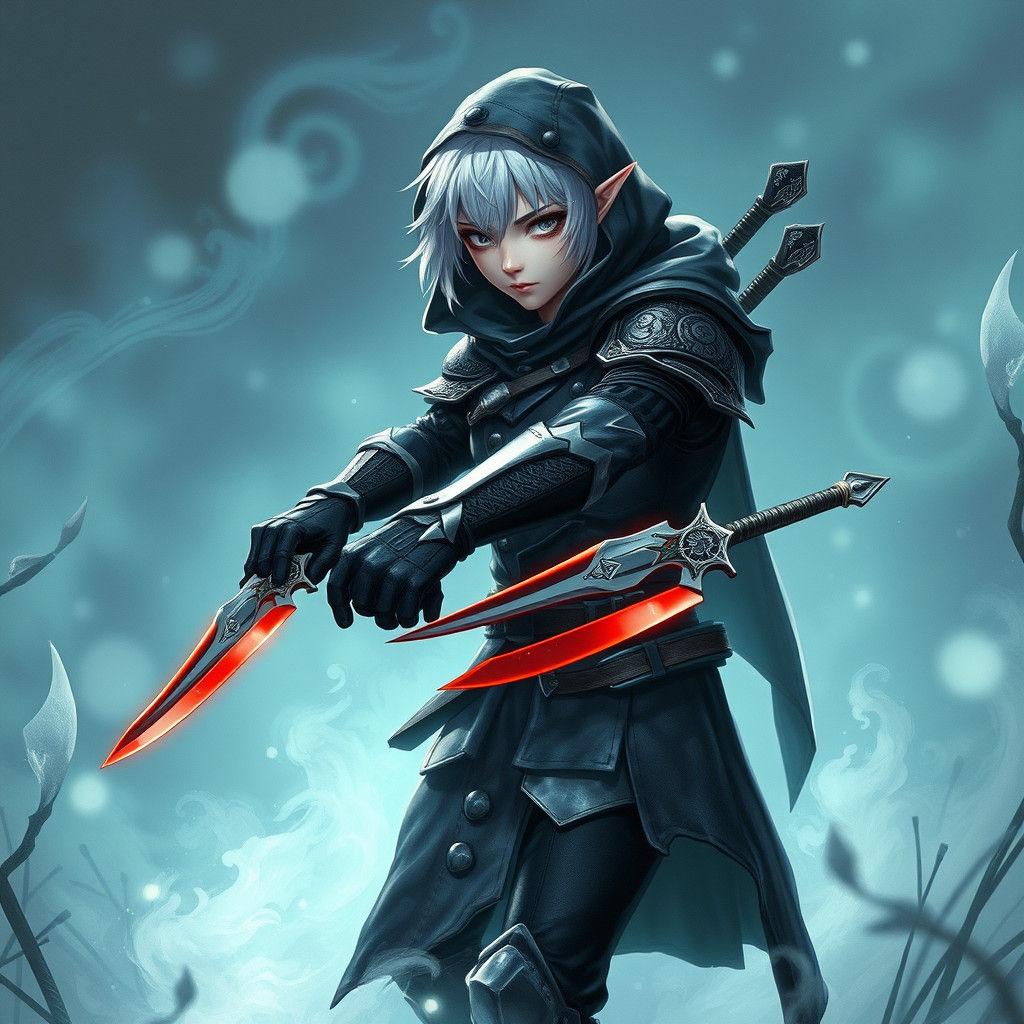 Ethereal Elf Assassin in Anime Style