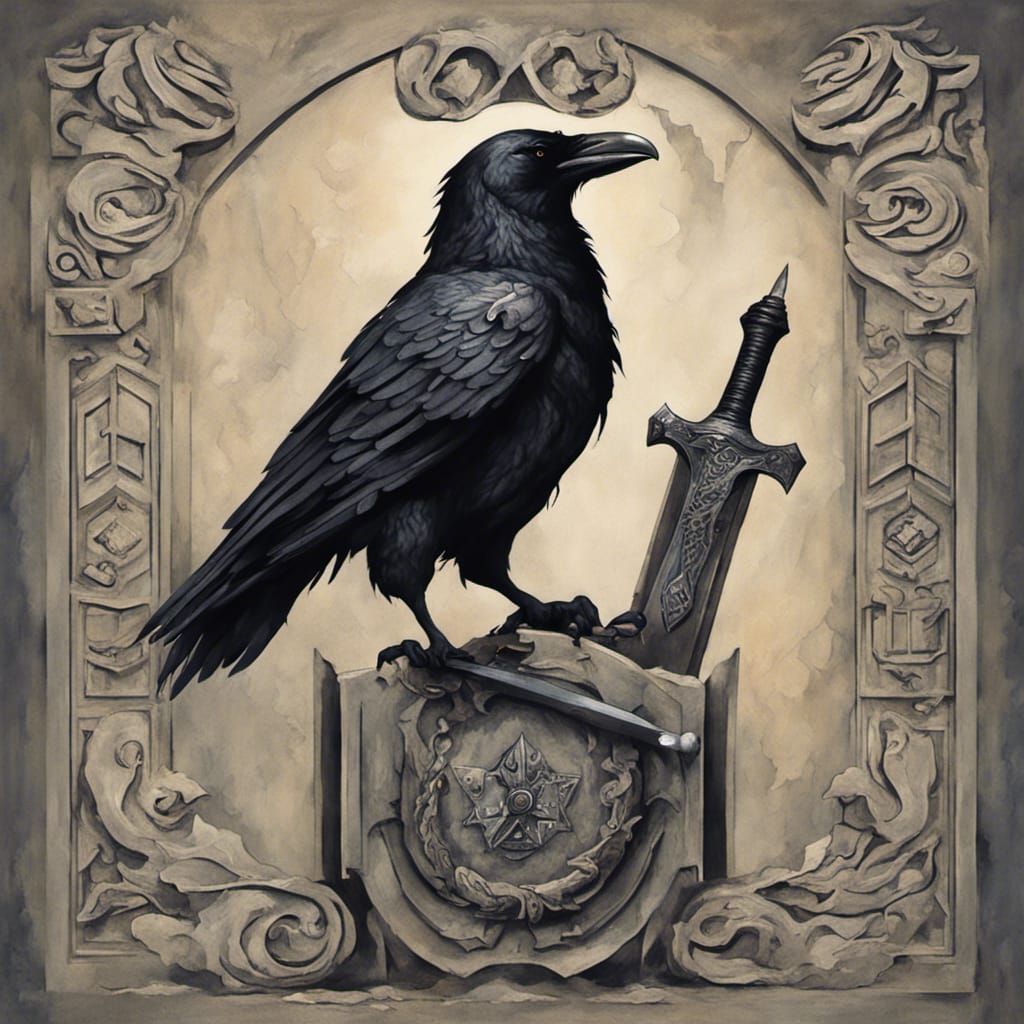 Surreal Raven Wolf Coat of Arms