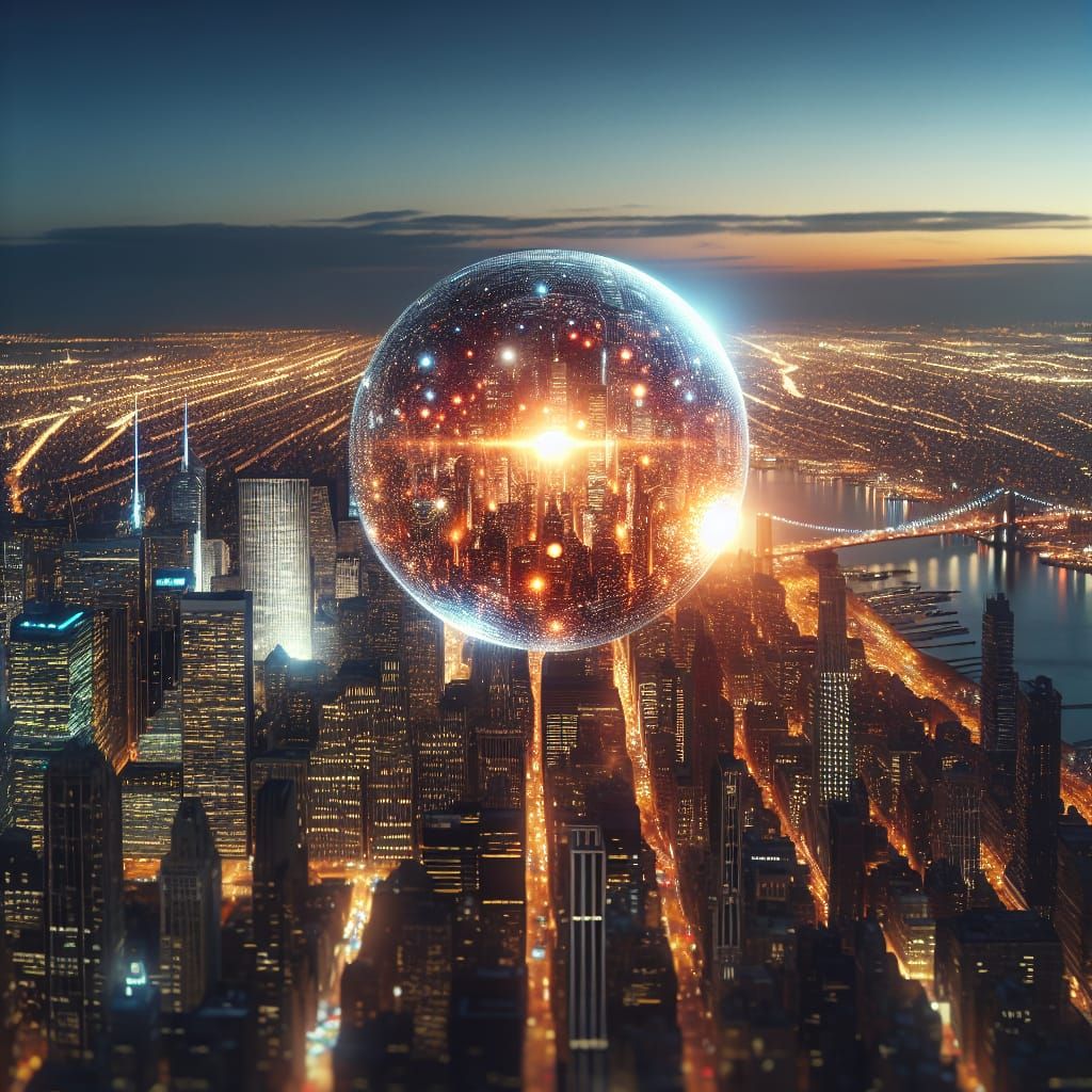 Radiant UFO Over Bustling US City