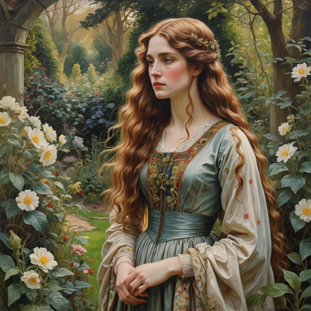 Pre-Raphaelite Woman in a Garden Portrait