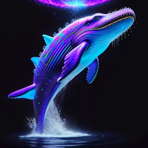 Cosmic Whale in Oat Milk Sea: Hyperrealistic Art
