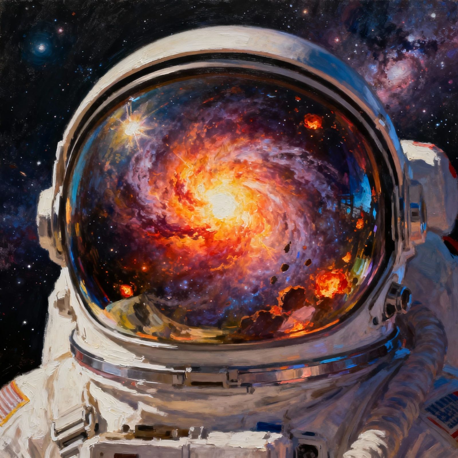 Cosmic Supernova Reflected in Astronaut Helmet