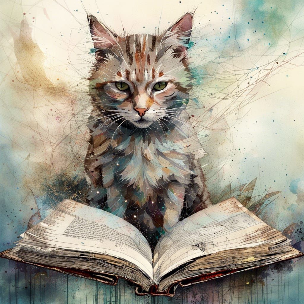 Magical Cat Lost in Dreamy Book World