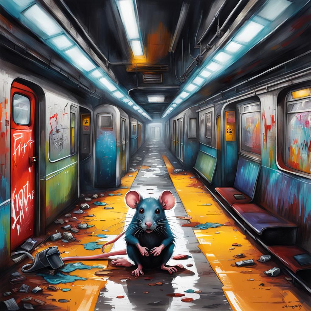 Desolate Subway Station Graffiti Art